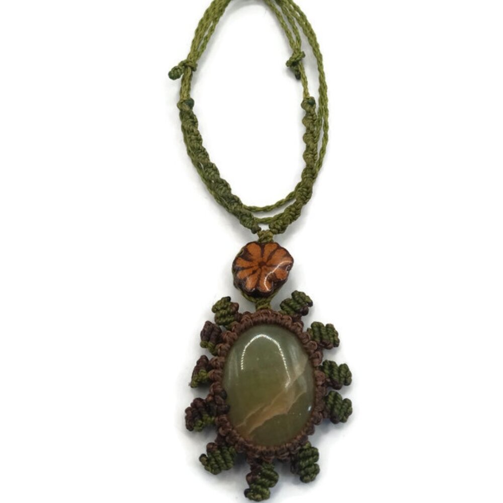 Adjustable Woven Macram Thread Necklace With Natu… - image 7